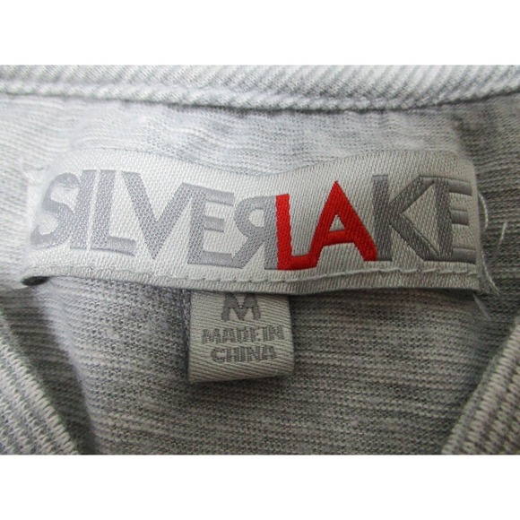 Silver Lake Shirt Mens Medium Gray Henley Short Sleeve Raglan Cotton Blend - Picture 3 of 8